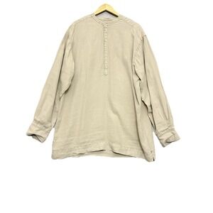 AMERICAN‎ ESSENTIALS Women's Tunic Dress XL 100% Linen Mandarin Collar Lagenlook